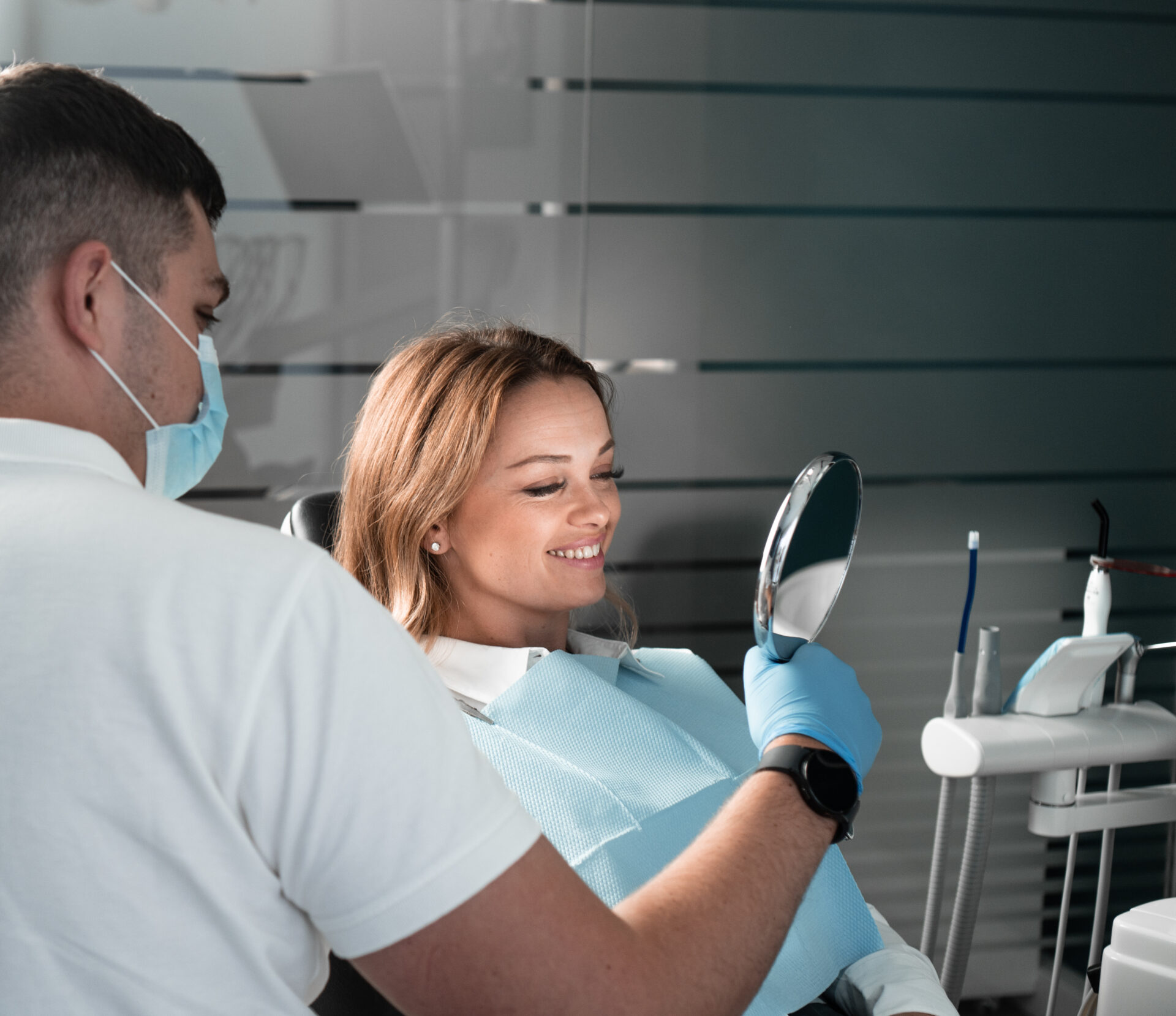 Happy veneer patient